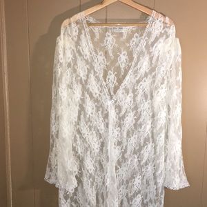 Vintage Delta Burke white lace robe sz.2x